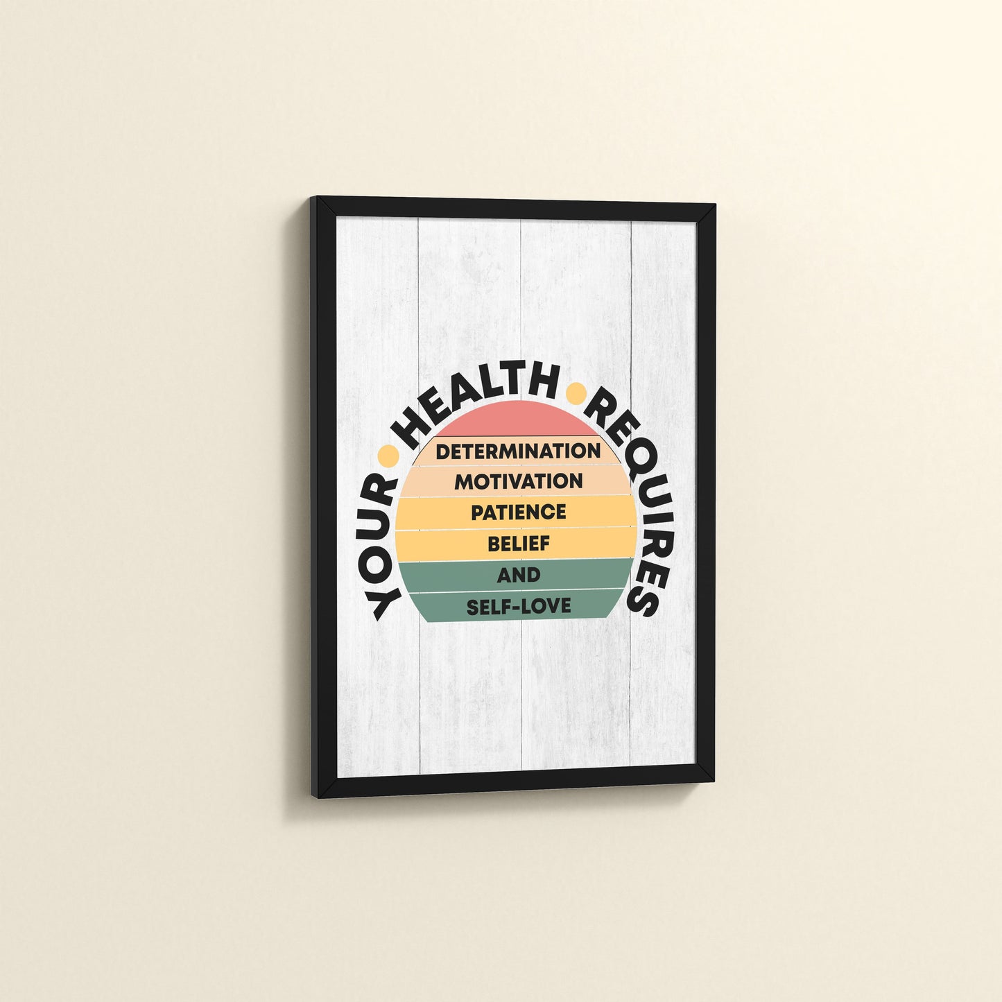 Side View of Patience, Belief & Self-Love – Health Motivation Photo Frame in Black Color Frame