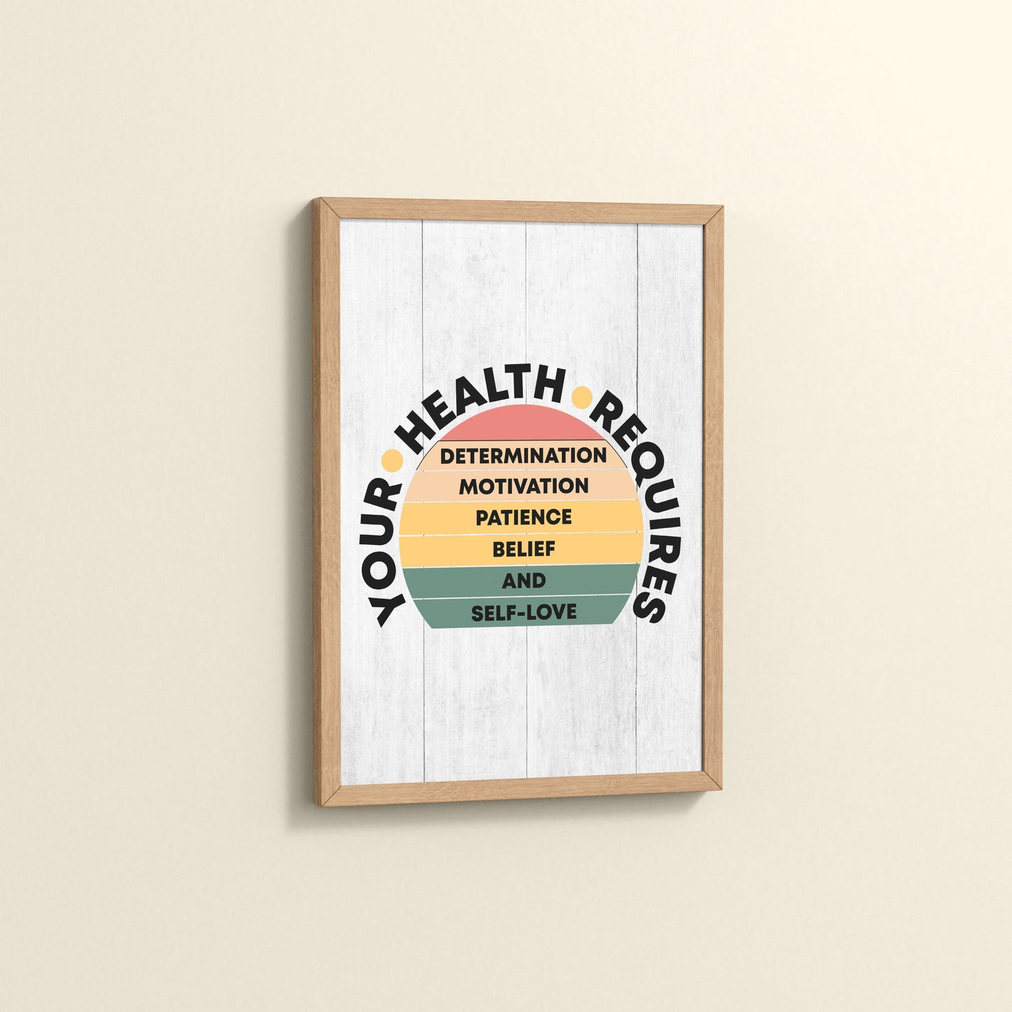 Side View of Patience, Belief & Self-Love – Health Motivation Photo Frame in Natrual Color Frame