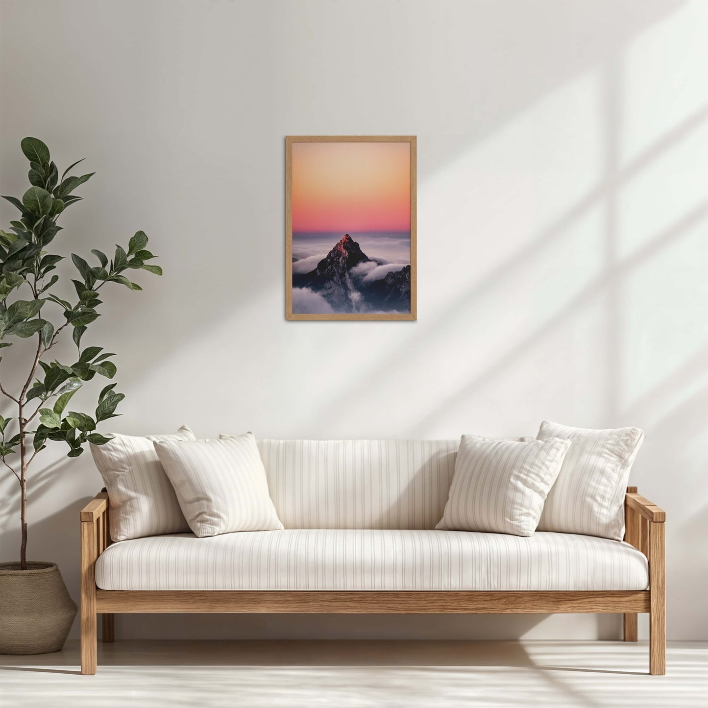 Living Room Cabinet Table Preview of Heaven’s Edge – Mountain Summit above the Clouds in Frame in Natrual Color Frame