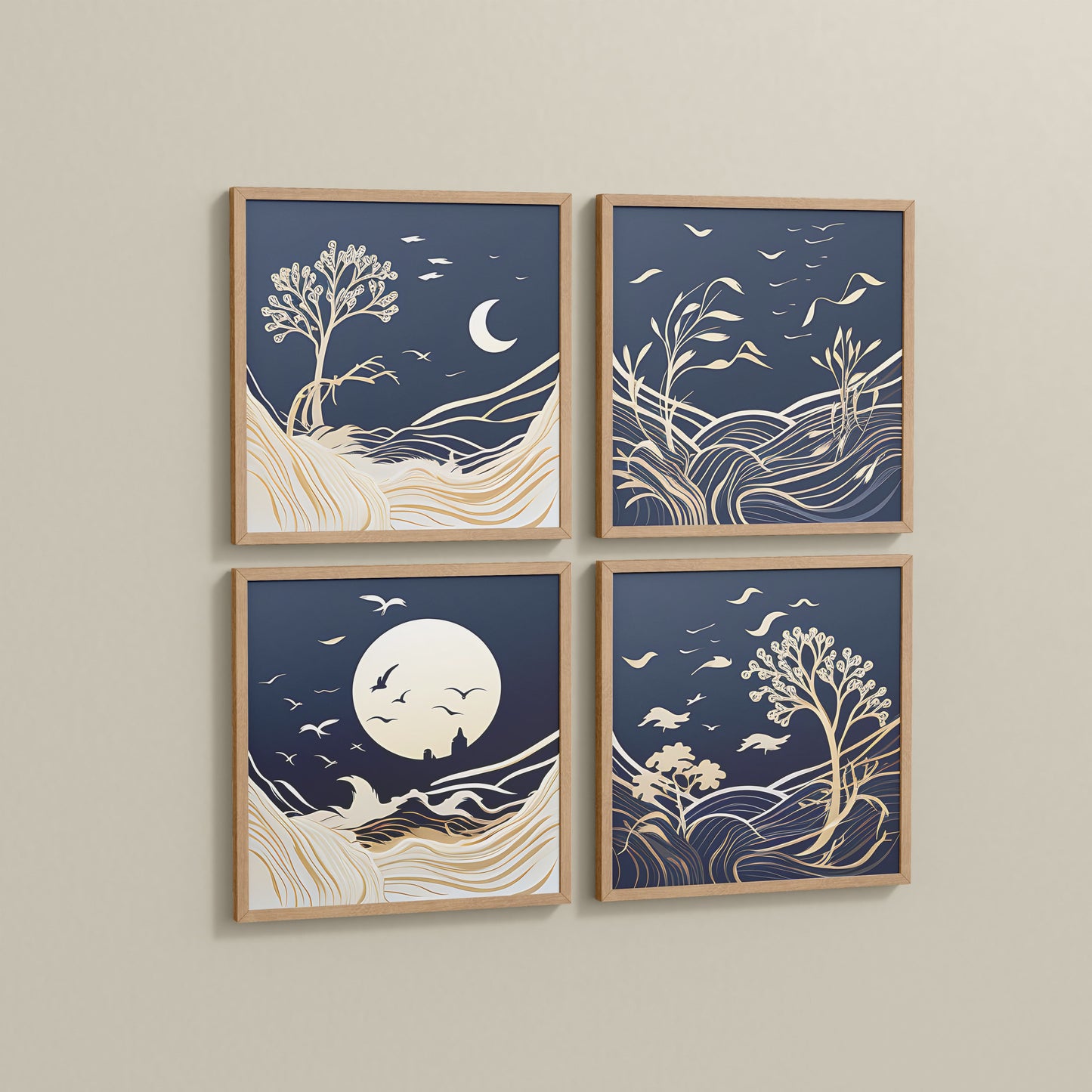 Side View of Live Bold – Motivational Wall Art Set of 4 Frames in Natrual Color Frame