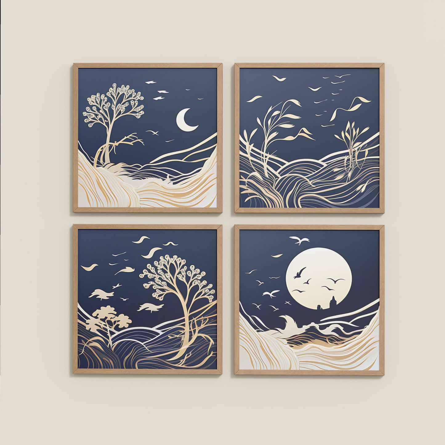 Wall View of Live Bold – Motivational Wall Art Set of 4 Frames in Natrual Color Frame