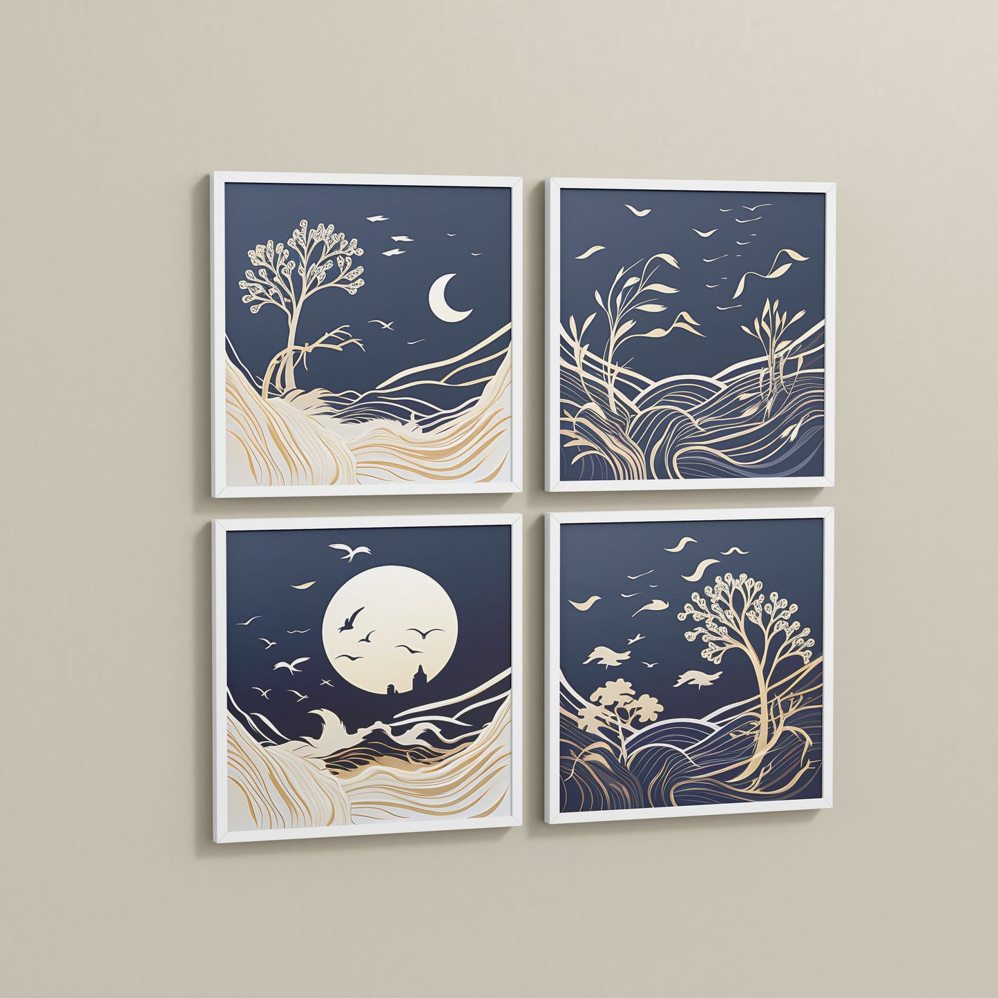 Side View of Live Bold – Motivational Wall Art Set of 4 Frames in White Color Frame