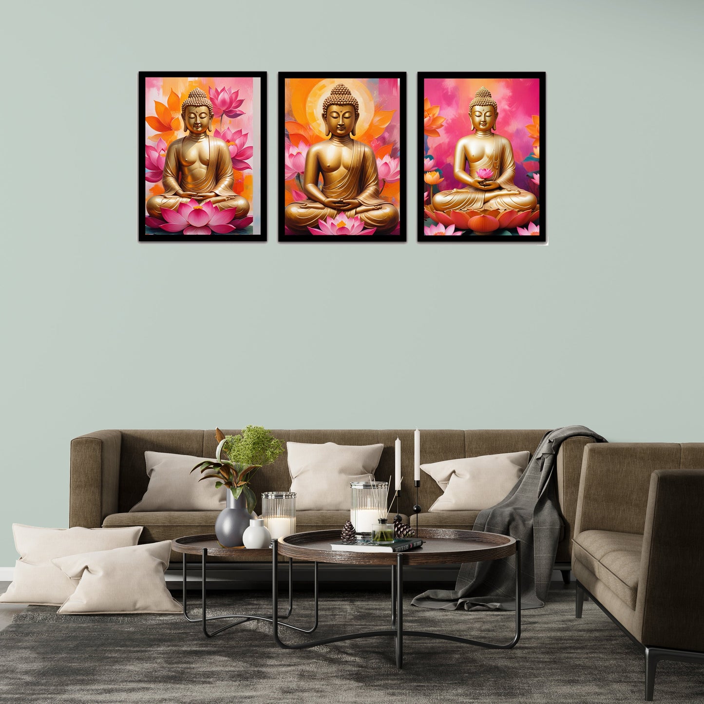 Elegant Golden Lord Buddha Photo Frames & Wall Art