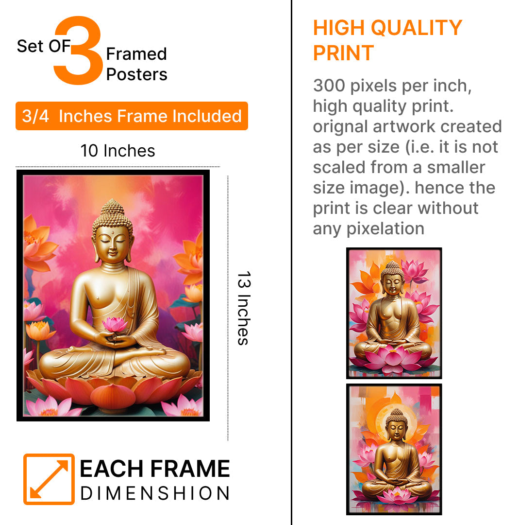 Elegant Golden Lord Buddha Photo Frames & Wall Art