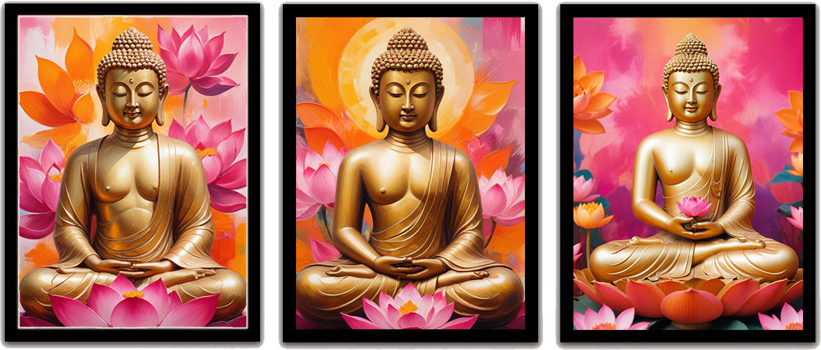 Elegant Golden Lord Buddha Photo Frames & Wall Art
