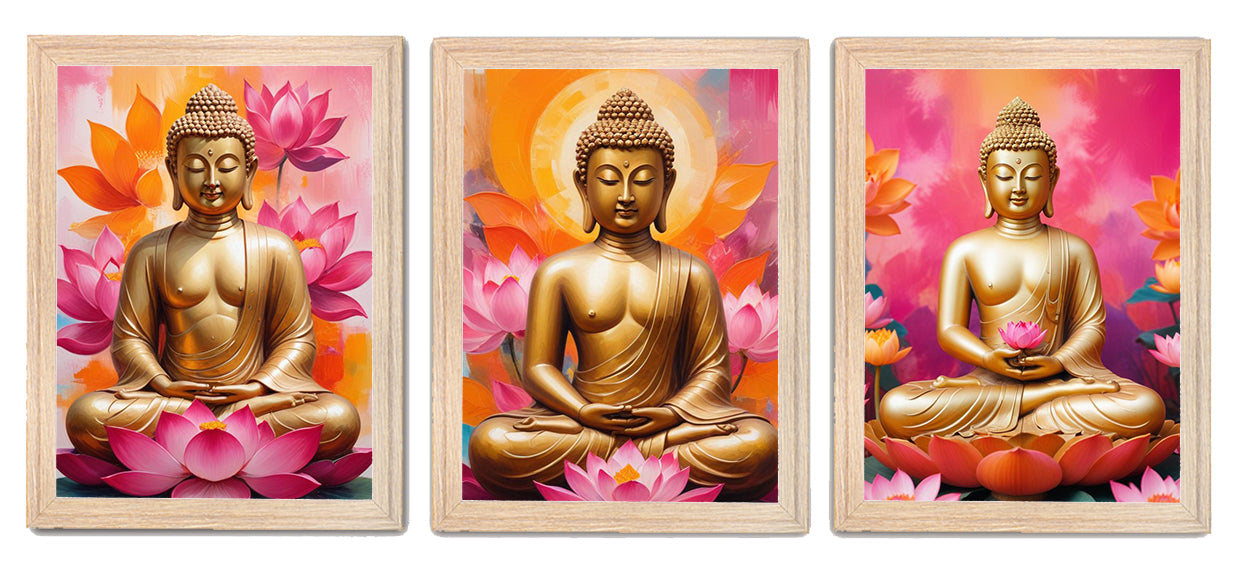 Elegant Golden Lord Buddha Photo Frames & Wall Art