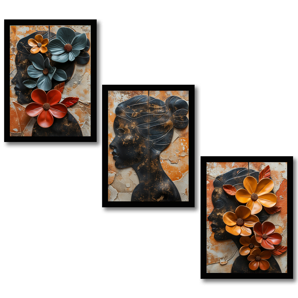 Modern Abstract Lady with Floral Painting Frames & Wall Decor