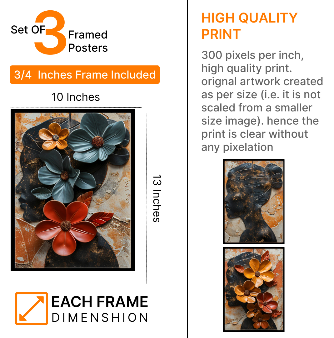 Modern Abstract Lady with Floral Painting Frames & Wall Decor
