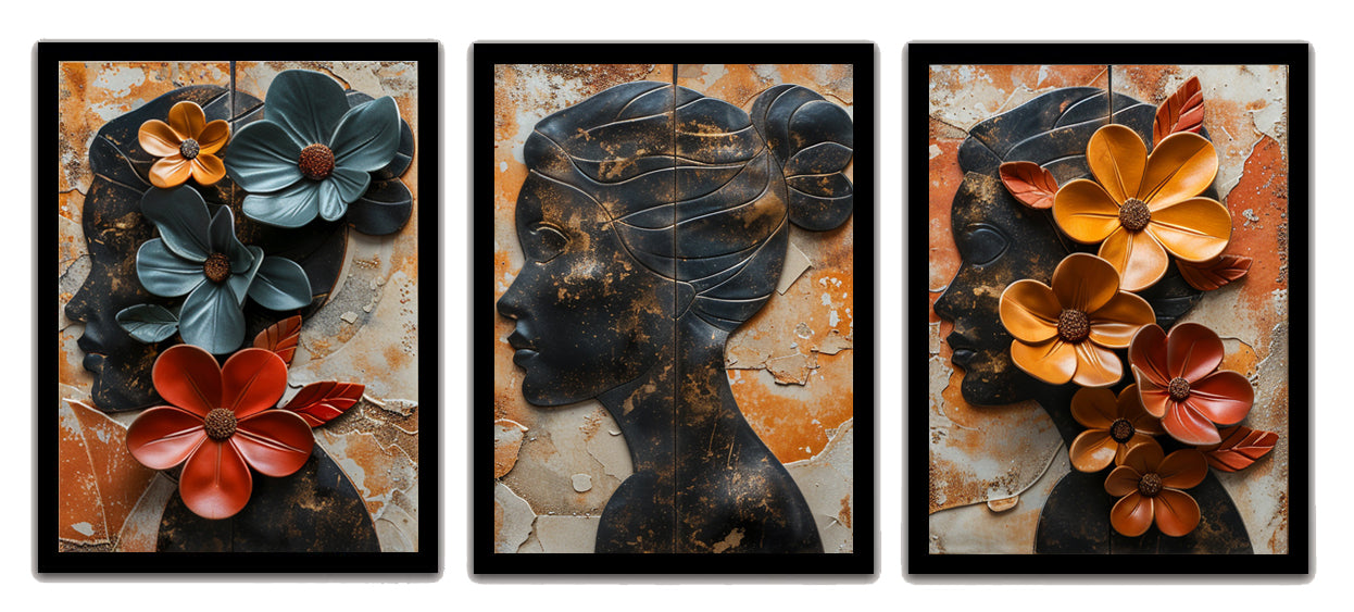 Modern Abstract Lady with Floral Painting Frames & Wall Decor