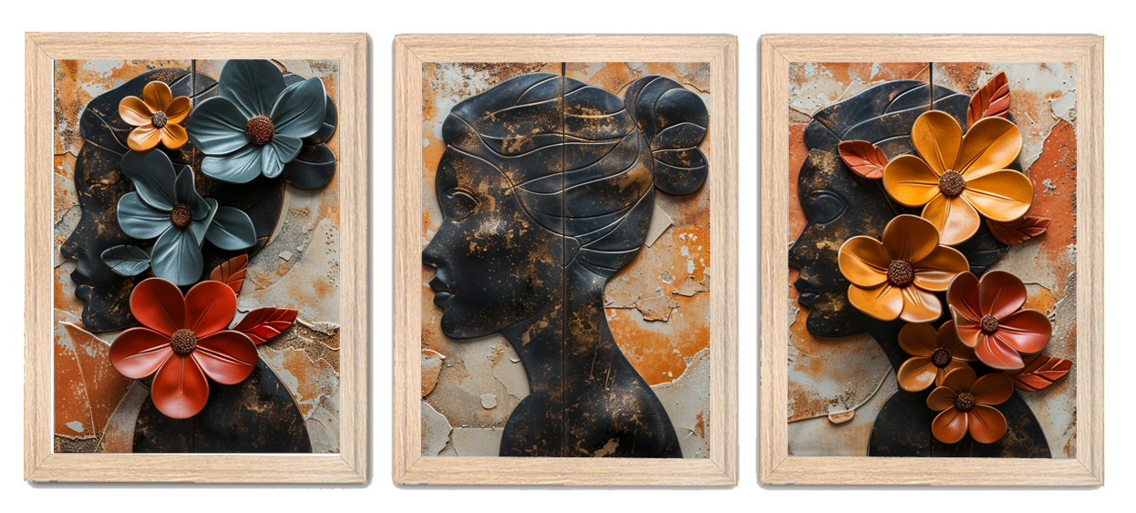 Modern Abstract Lady with Floral Painting Frames & Wall Decor