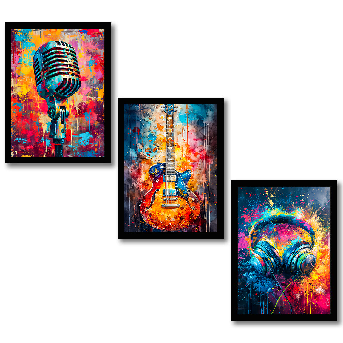 Colorful Abstract Musical Instrument Art Frames & Wall Decor