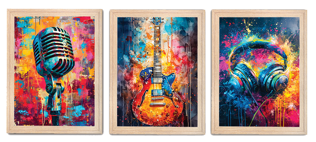 Colorful Abstract Musical Instrument Art Frames & Wall Decor