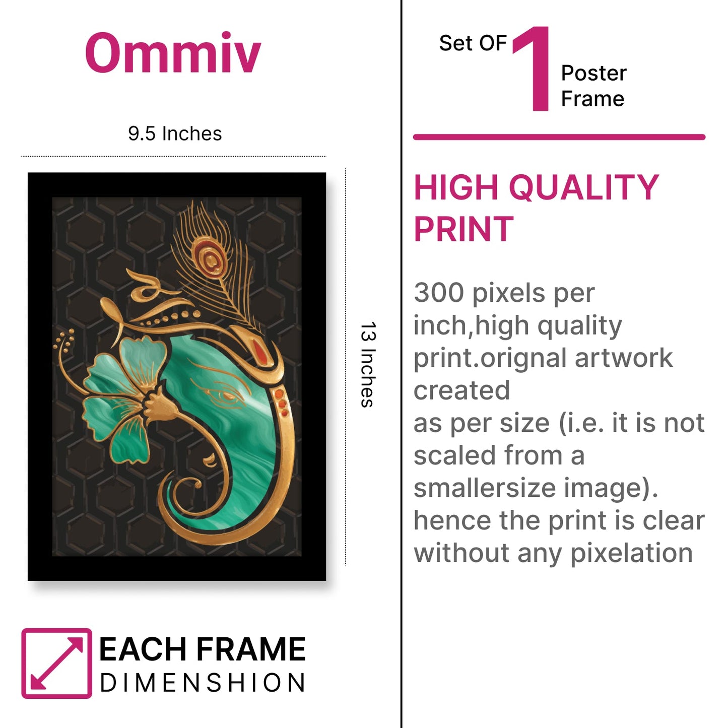 Ganesha spiritual Art Frame for wall decor