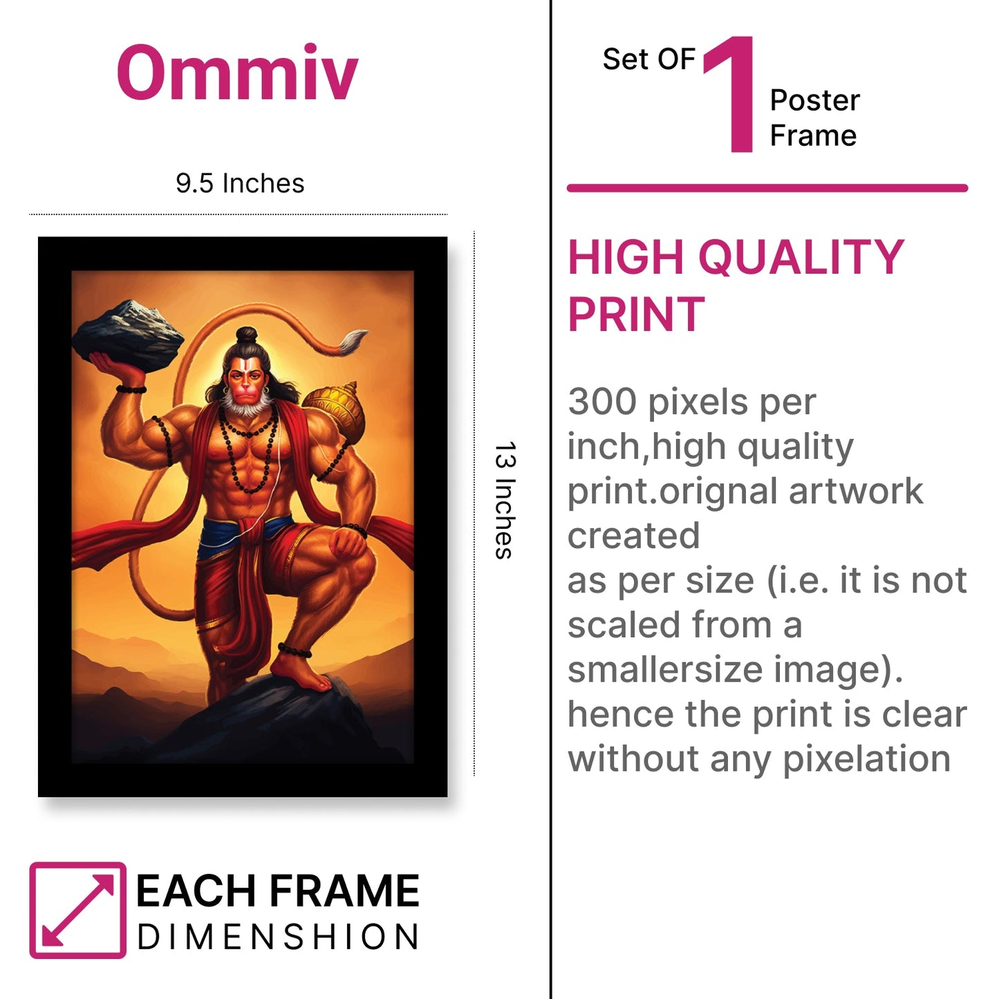 Bajrangbali: The Mighty Lord Hanuman Photo Frame & Wall Art