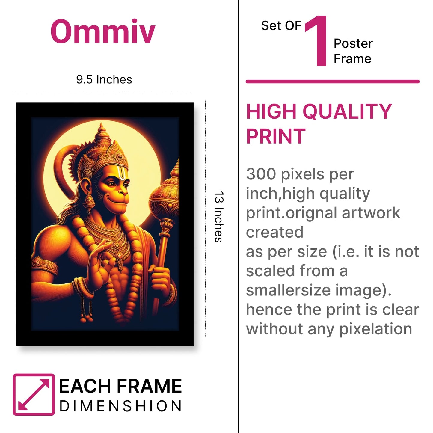 Hanuman Ji’s Divine Blessing Photo Frame & Wall Art