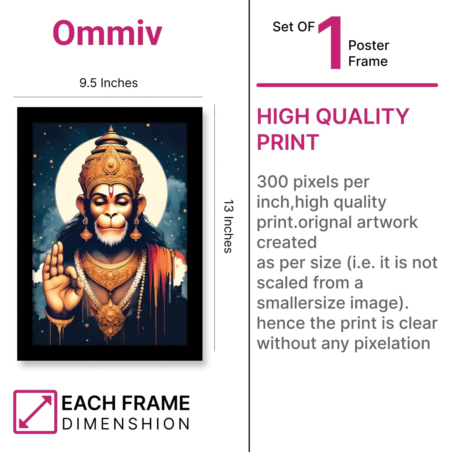 The Mighty Hanuman’s Divine Blessing Photo Frame