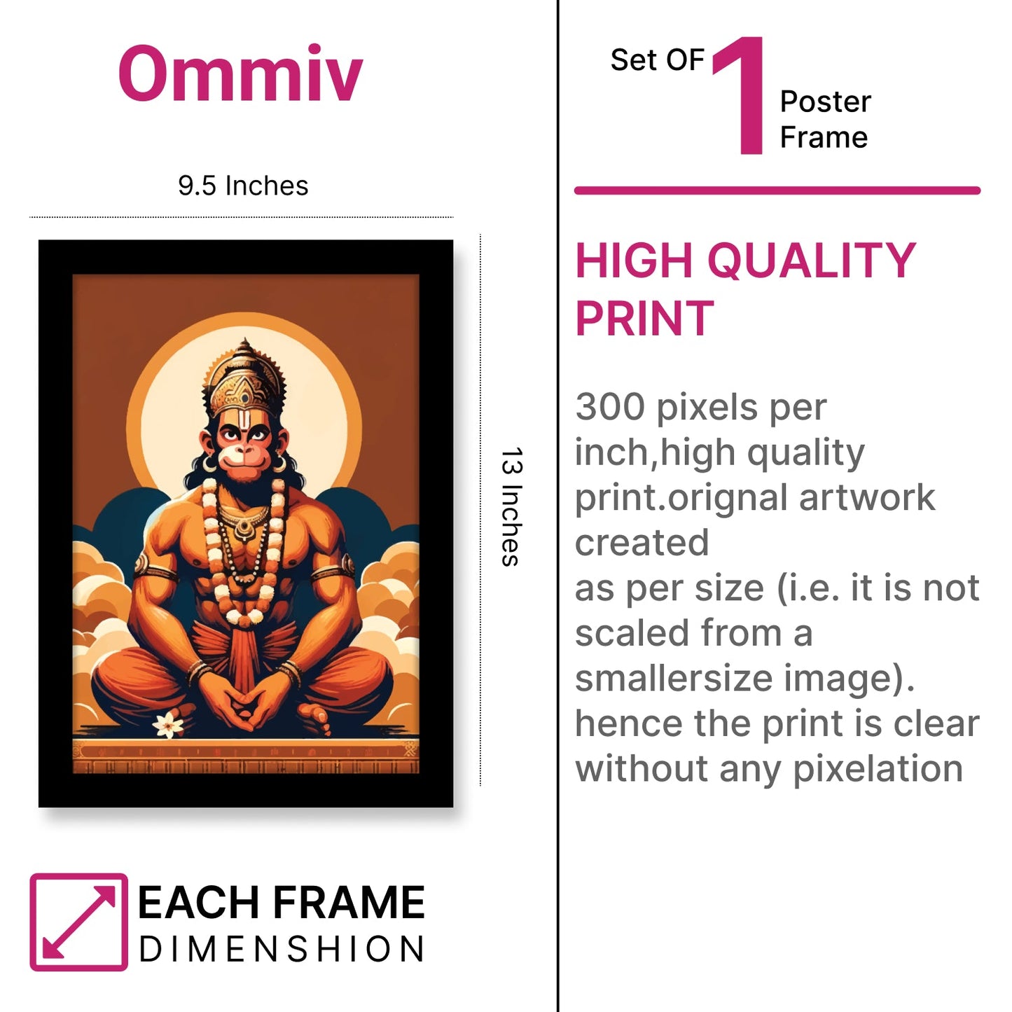 Mahabali Hanuman Photo Frame & Wall Art