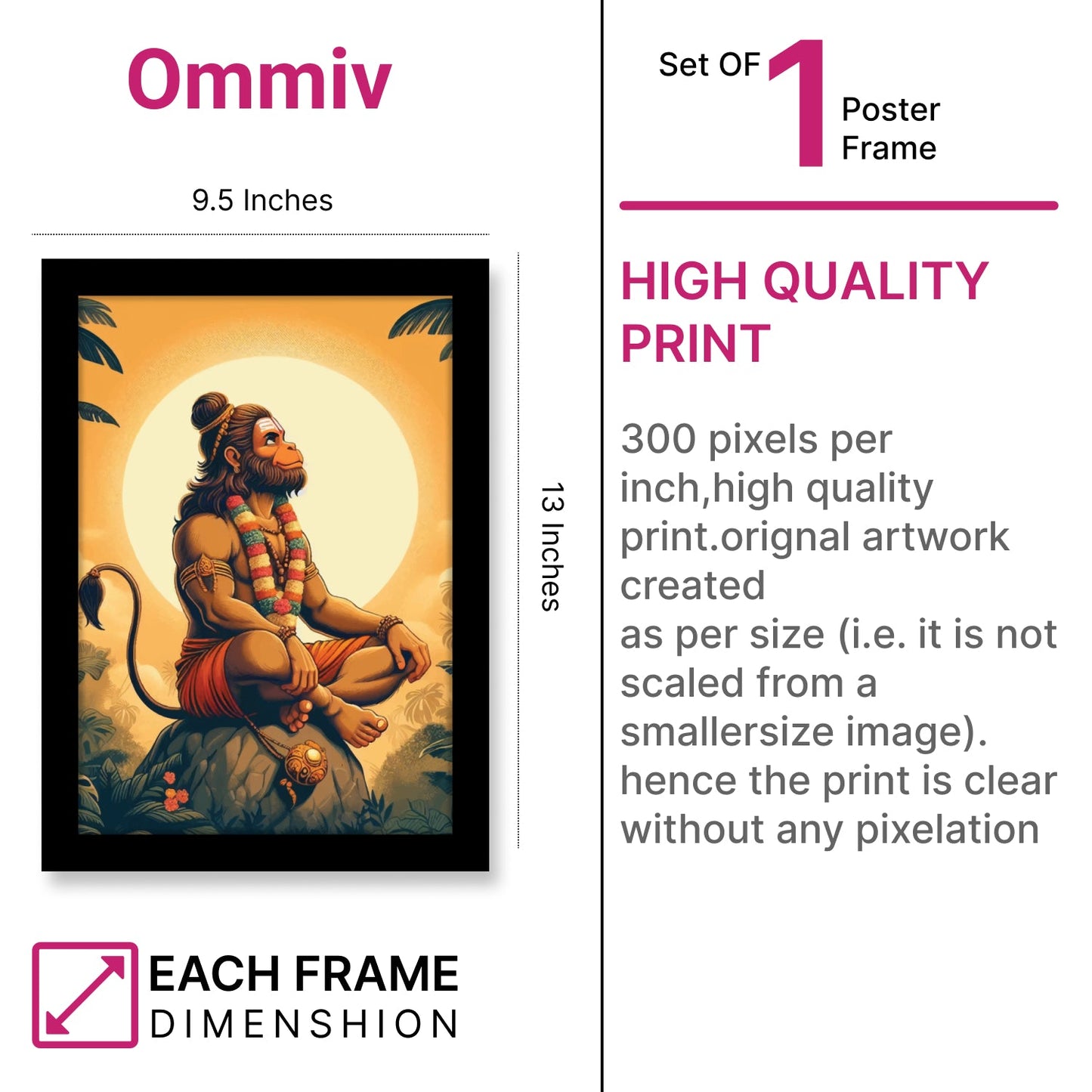 Hanuman: The Divine Power of Innocence - Photo Frame & Wall Art