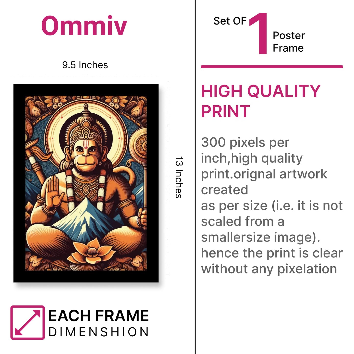 Spiritual Lord Hanuman Frame & Wall Art