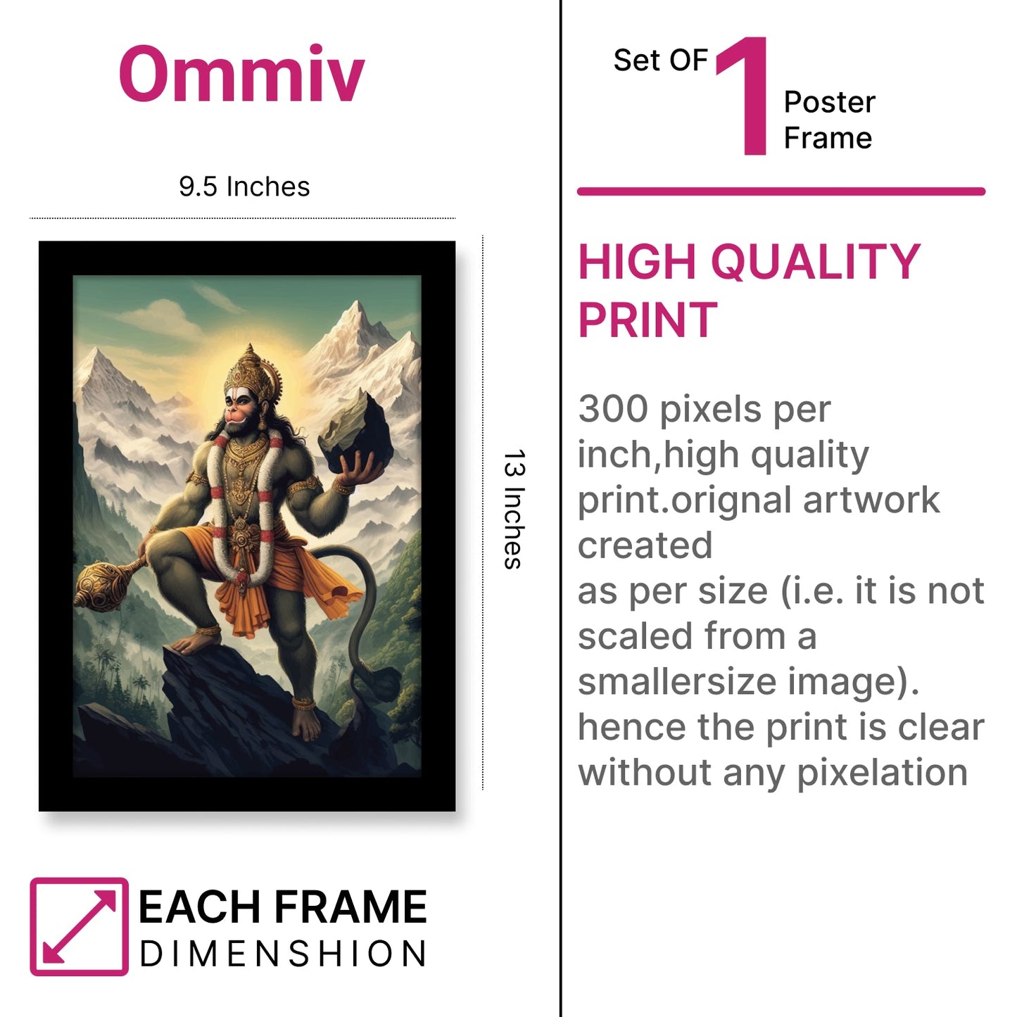 Hanuman Ji with Sanjeevani Hills Photo Frame
