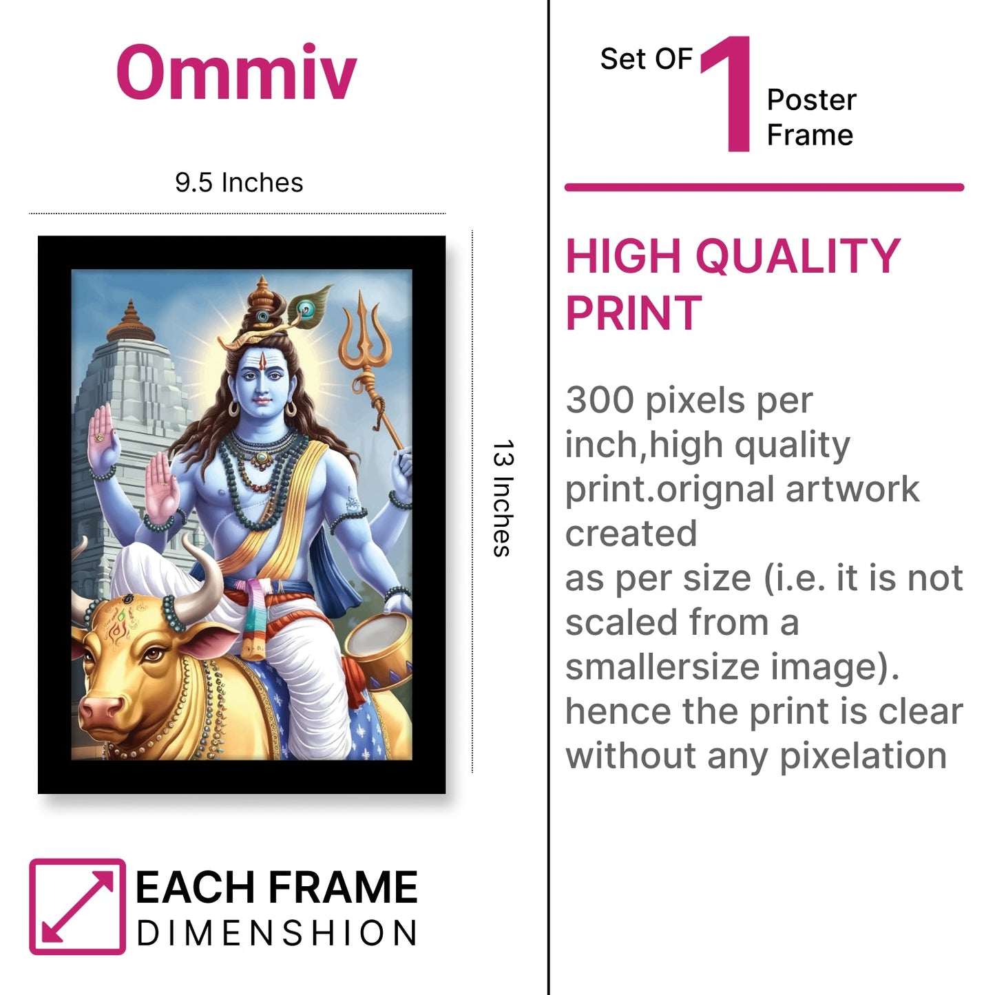 Lord Shiva & Nandi: Spiritual Photo Frame