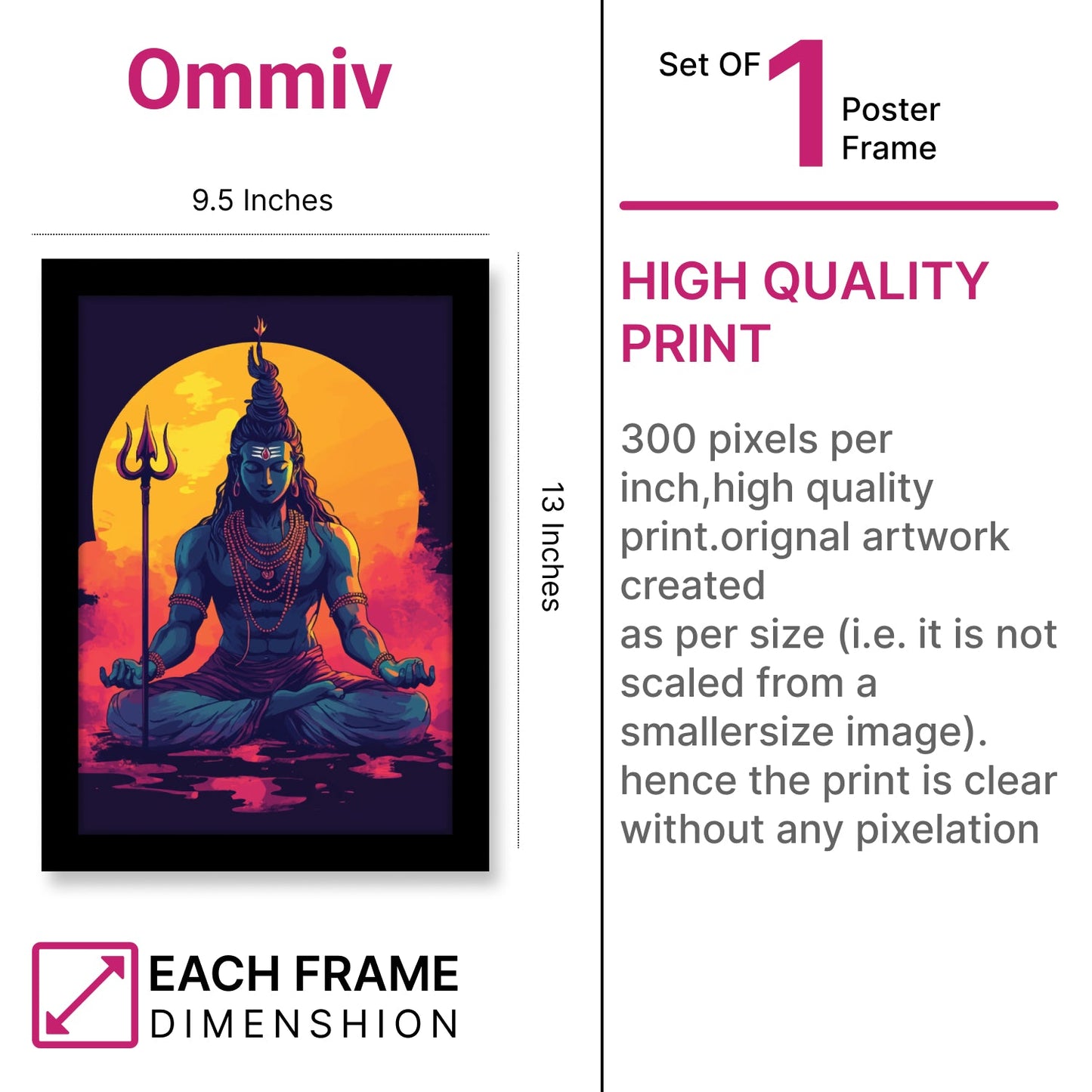 Lord Shiva in Meditation: Spiritual Photo Frame & Wall Art