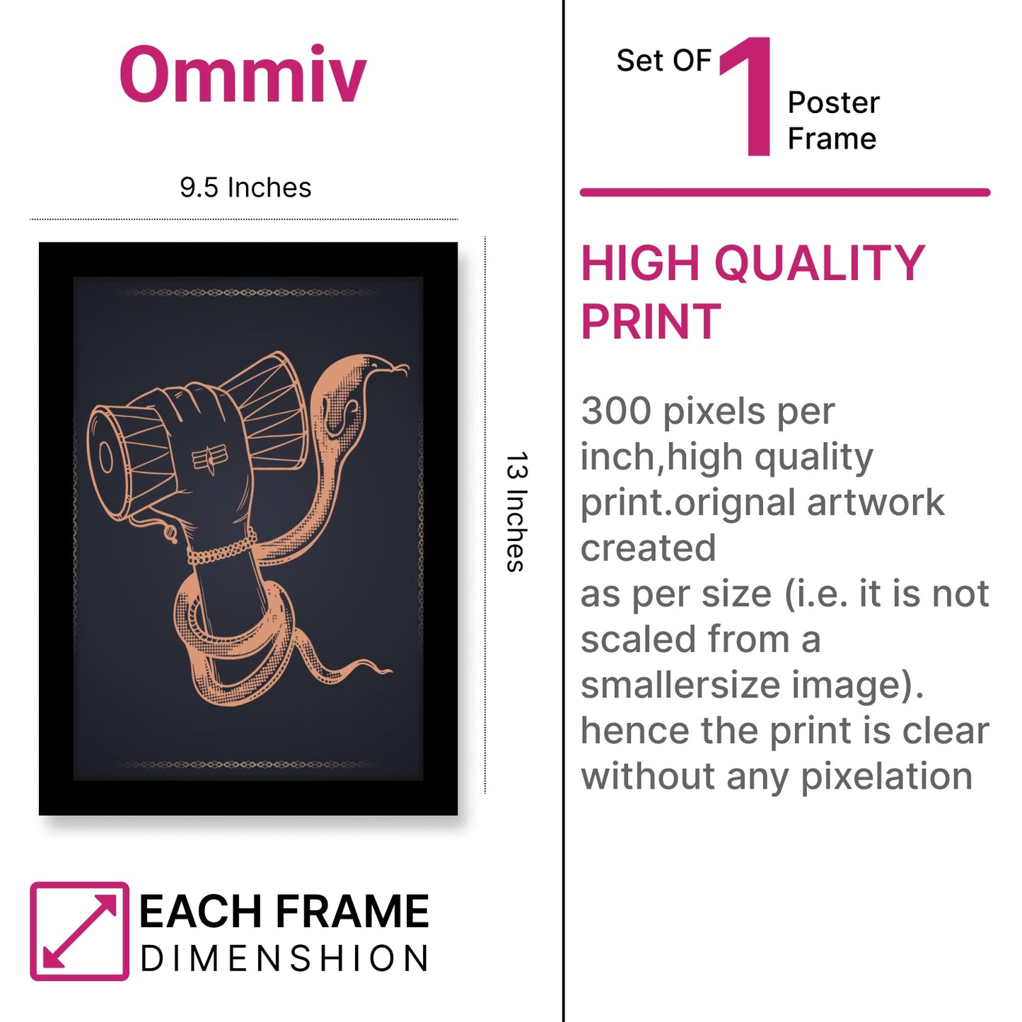 Shiva Holding Damru In Hand Photo Frame & Wall Art