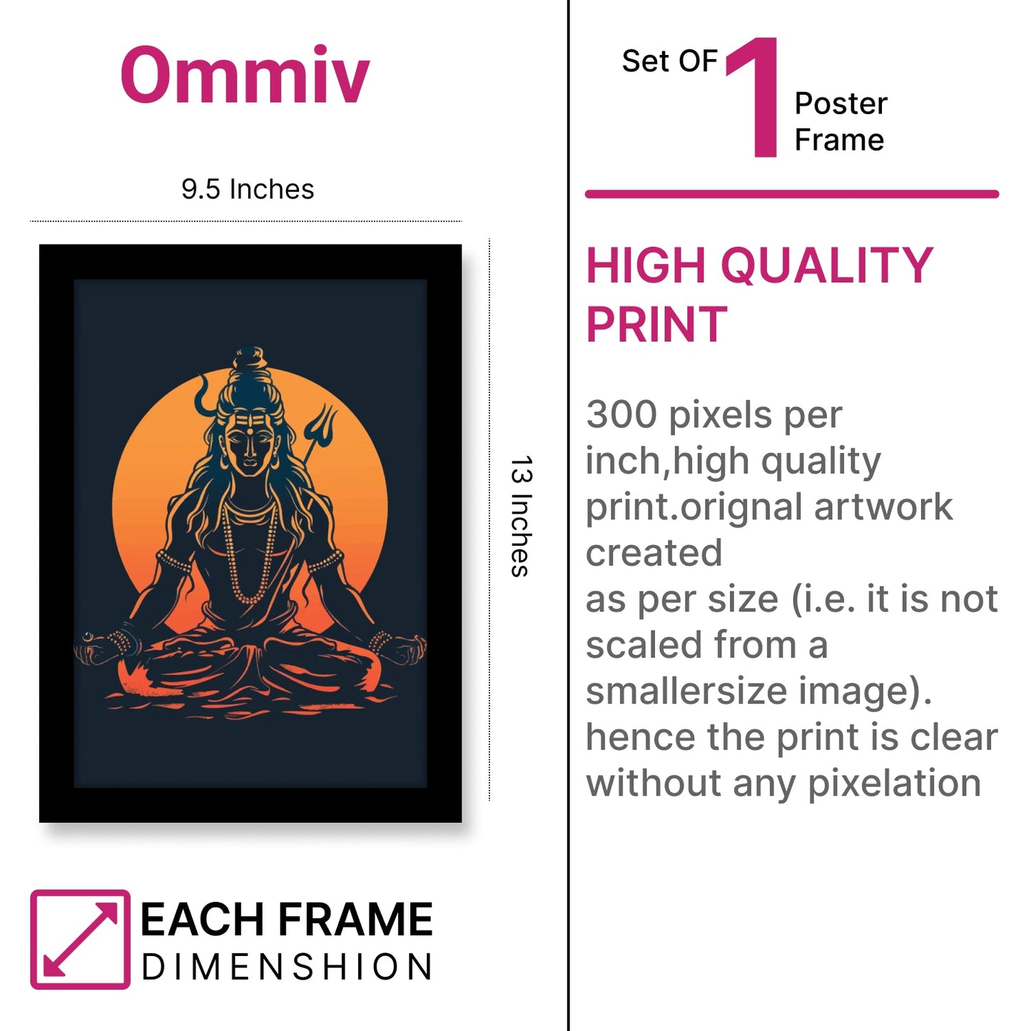 Sacred Lord Shiva Photo Frame & Wall Art