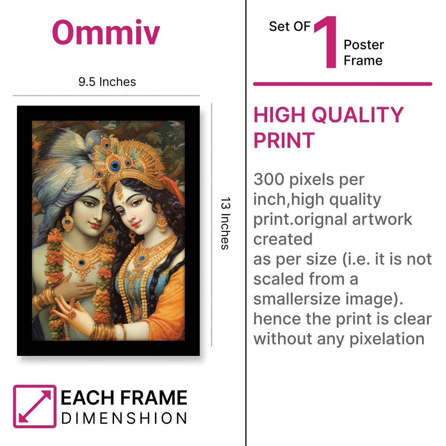 Radha Krishna Divine Love Photo Frame & Wall Decor