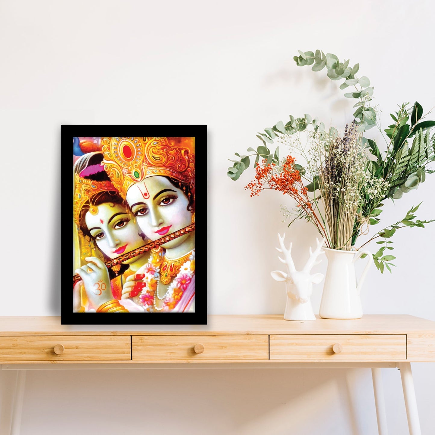 Radha Krishna Playing Flute Photo Frame & Wall Art