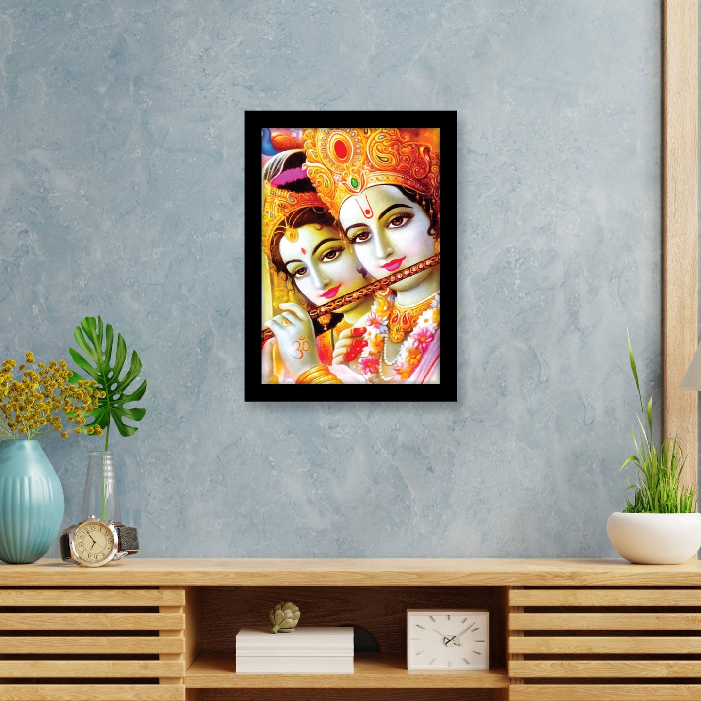 Radha Krishna Playing Flute Photo Frame & Wall Art