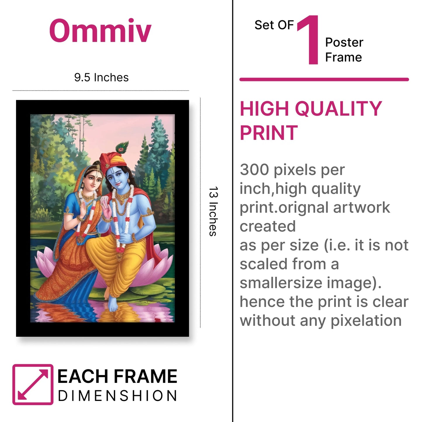 Radha Krishna Blessings Art Frame