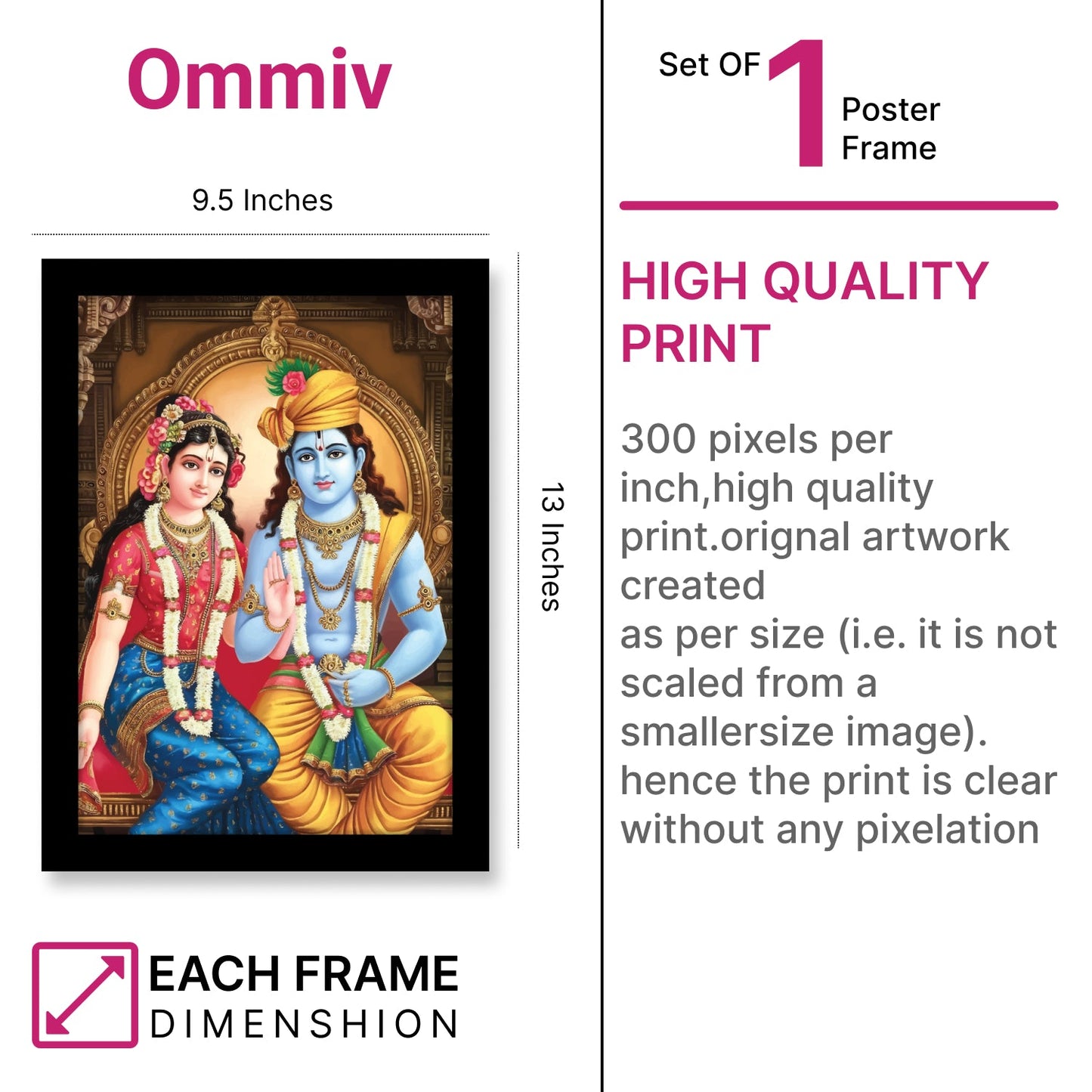 Radha Krishna Bond: Spiritual Photo Frame & Wall Art