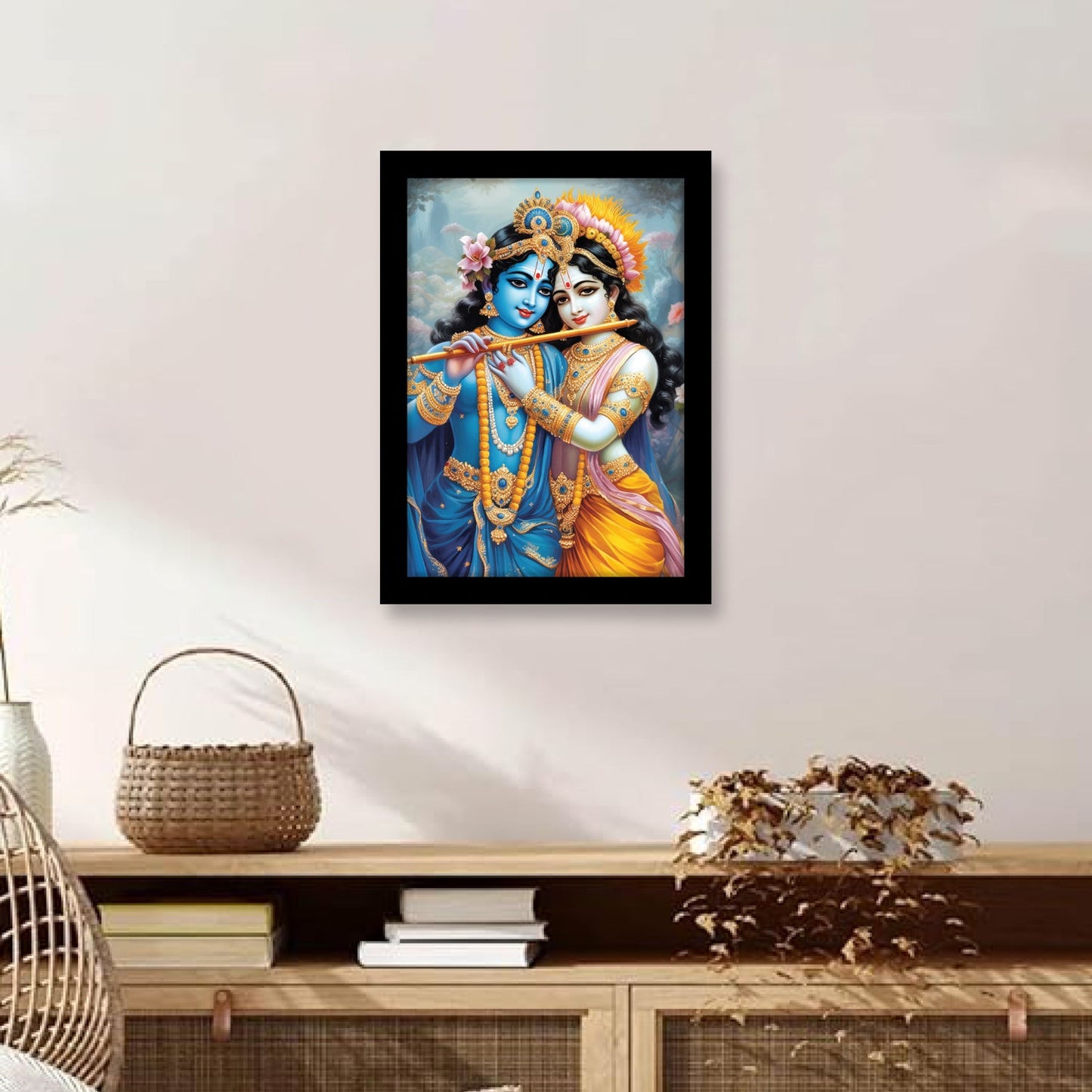 Radha Krishna Playing Bansuri – Spiritual Photo Frame & Wall Art