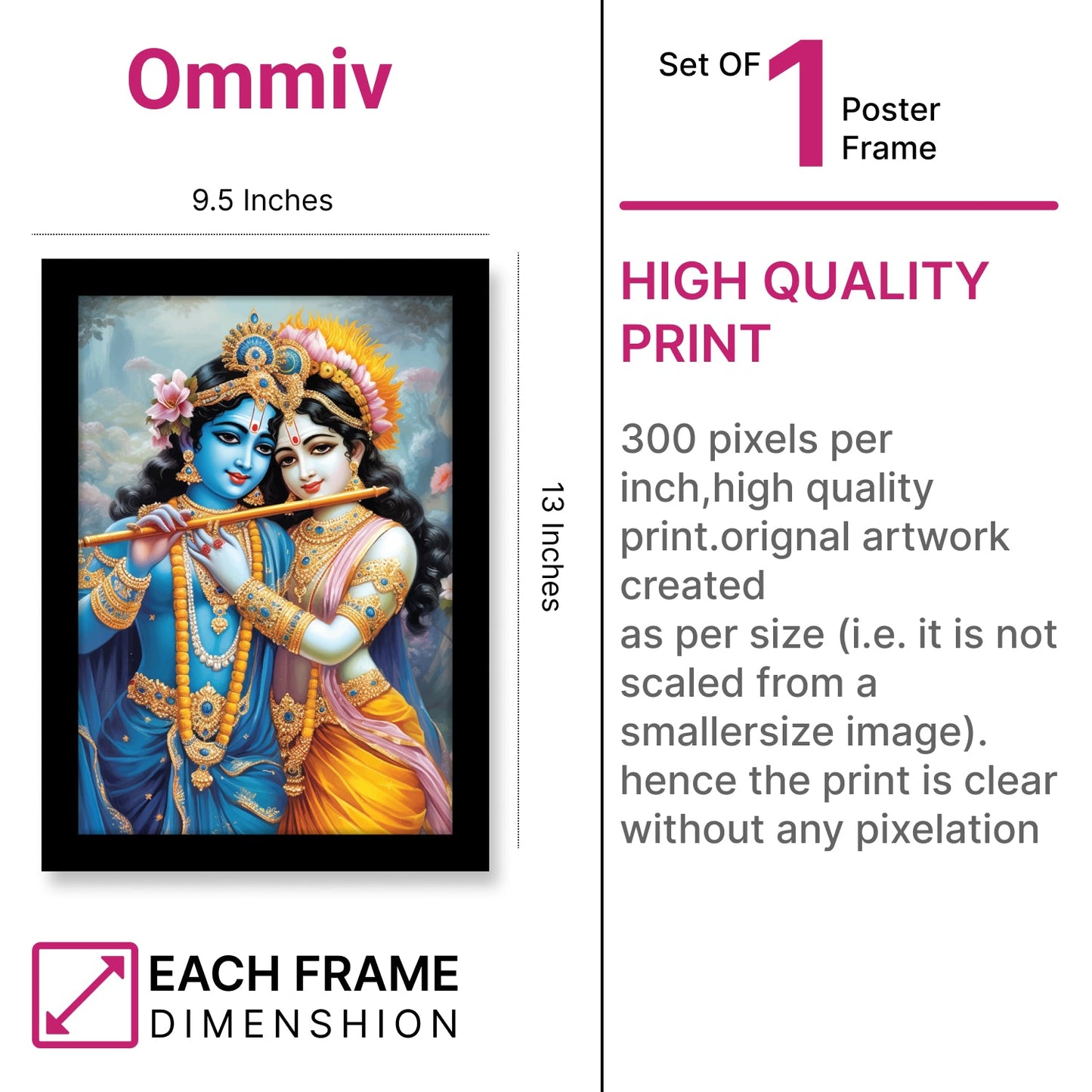 Radha Krishna Playing Bansuri – Spiritual Photo Frame & Wall Art
