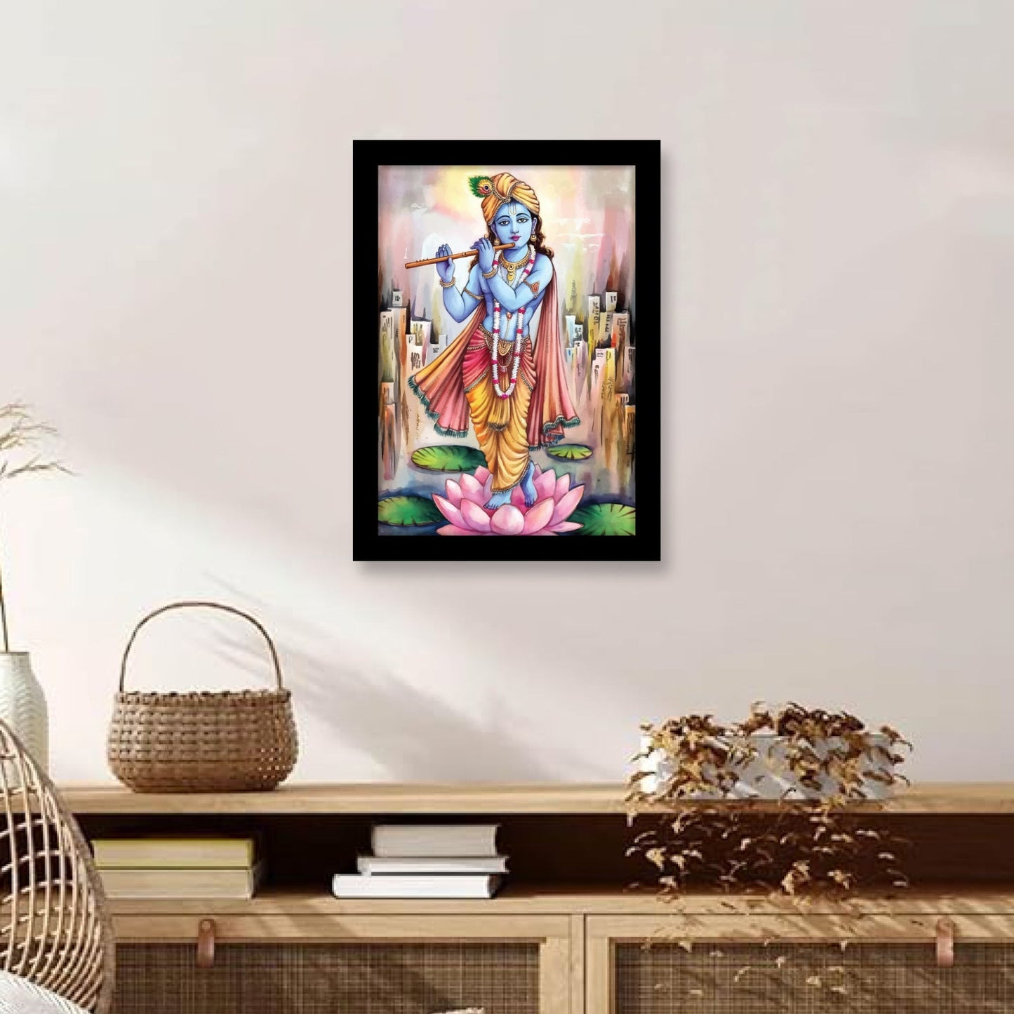 Lord Krishna Playing Flute – A Divine Photo Frame & Wall Art