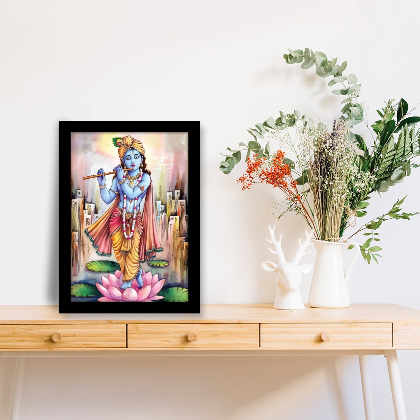 Lord Krishna Playing Flute – A Divine Photo Frame & Wall Art