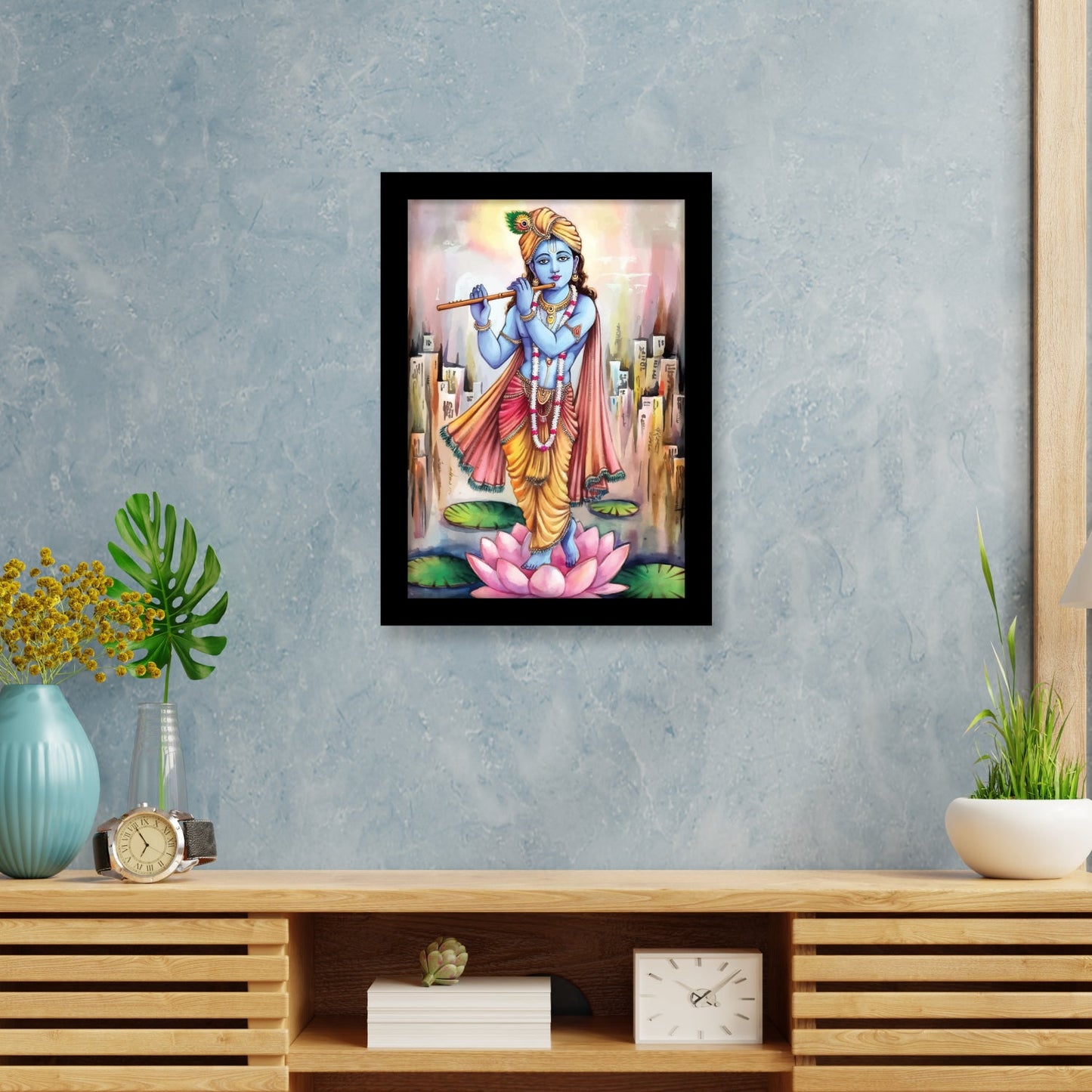 Lord Krishna Playing Flute – A Divine Photo Frame & Wall Art