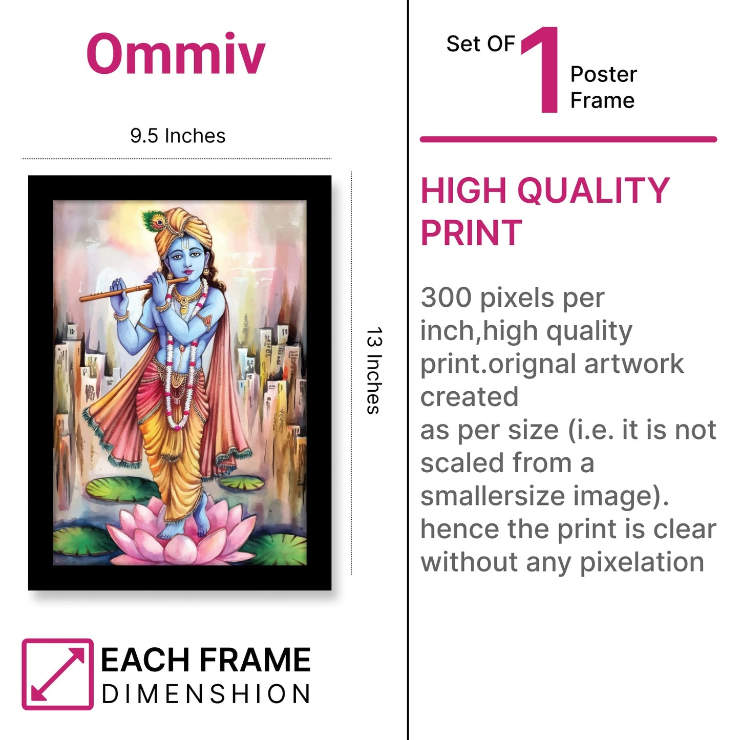 Lord Krishna Playing Flute – A Divine Photo Frame & Wall Art