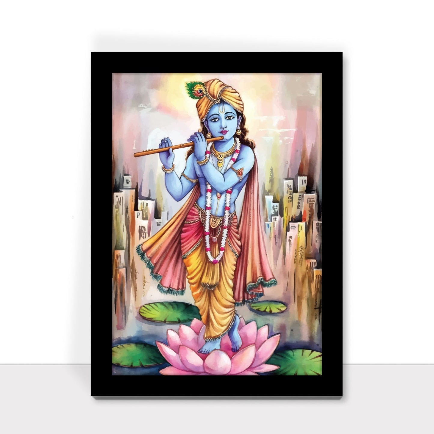 Lord Krishna Playing Flute – A Divine Photo Frame & Wall Art