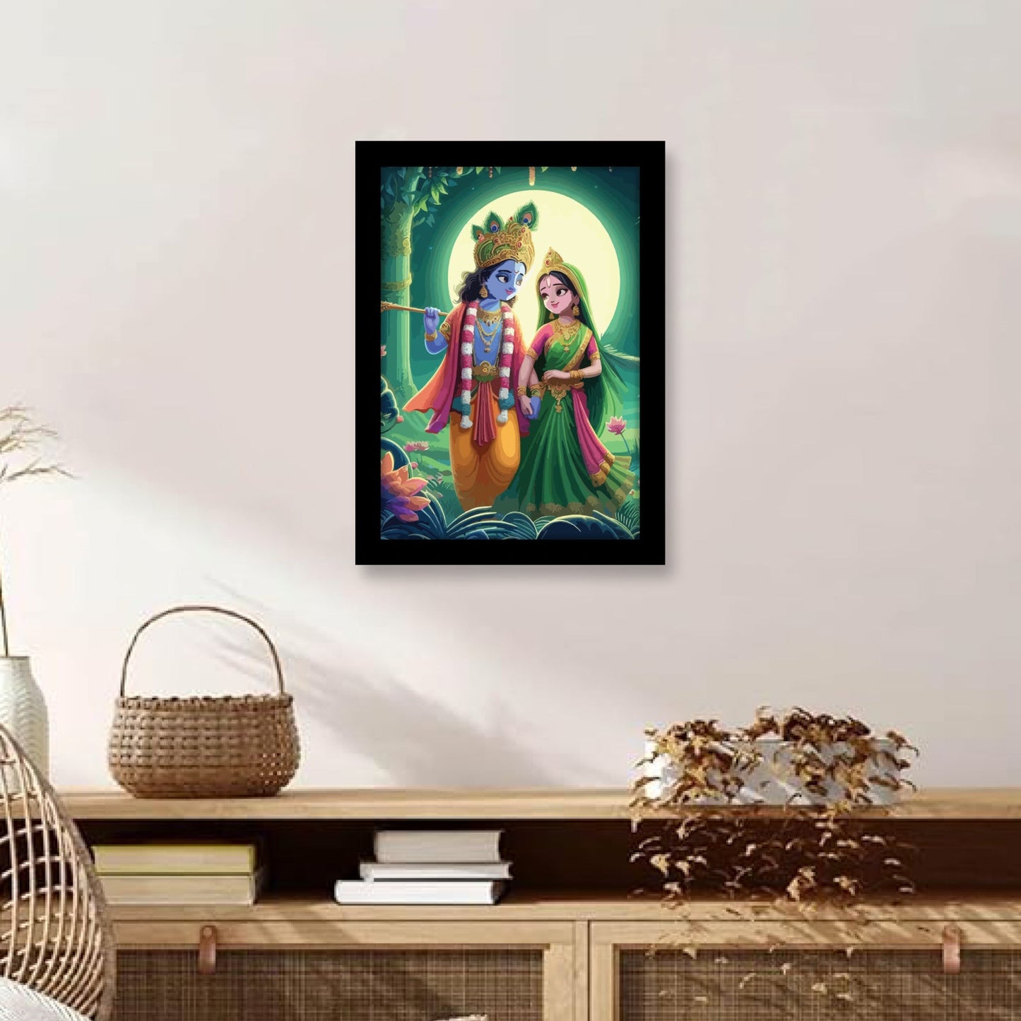 Radha Krishna in Dancing Pose Photo Frame & Wall Décor