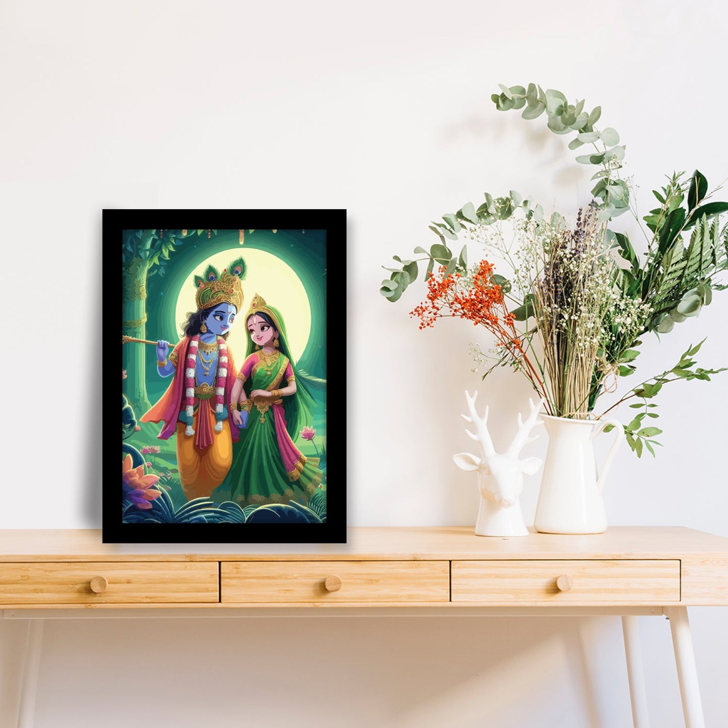Radha Krishna in Dancing Pose Photo Frame & Wall Décor