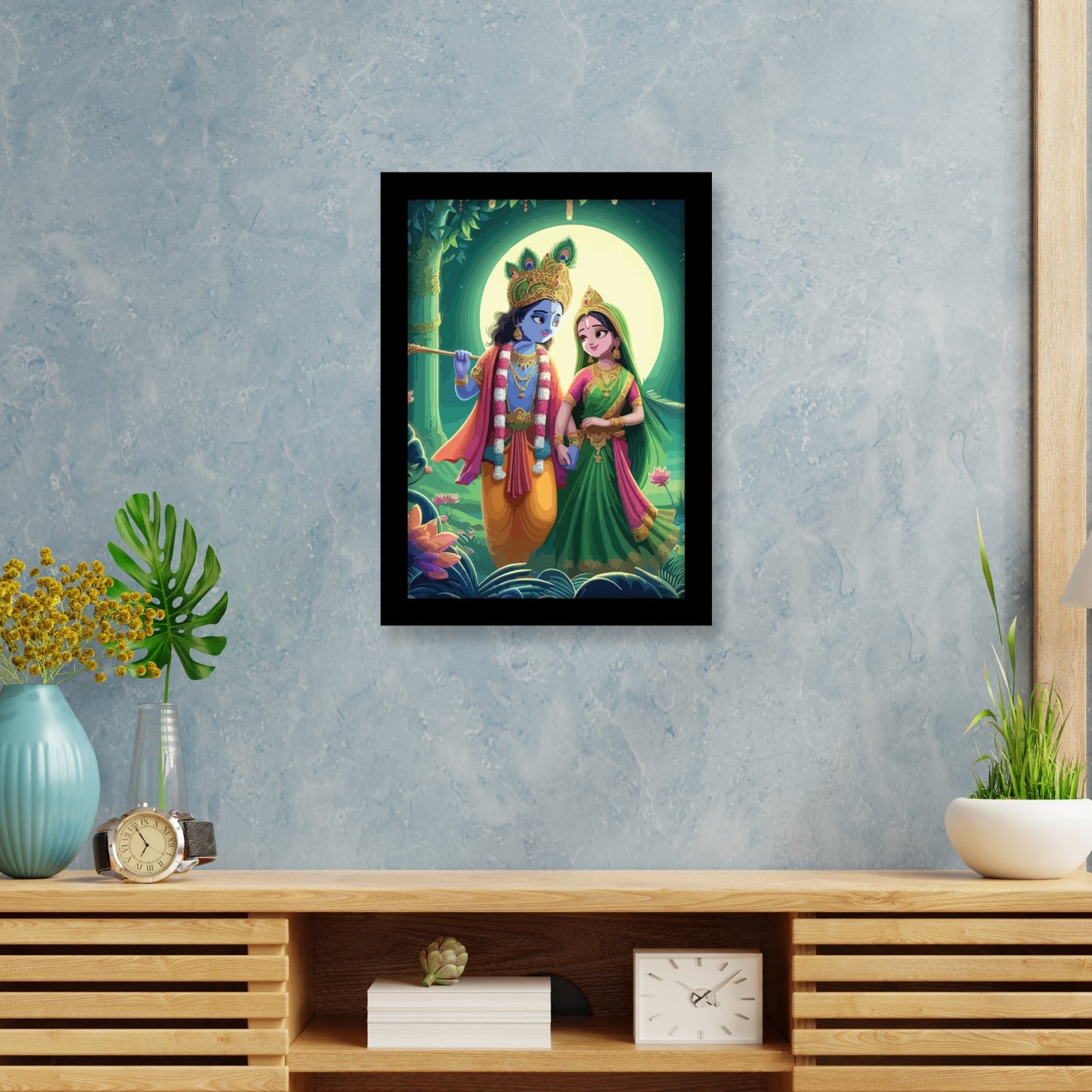 Radha Krishna in Dancing Pose Photo Frame & Wall Décor