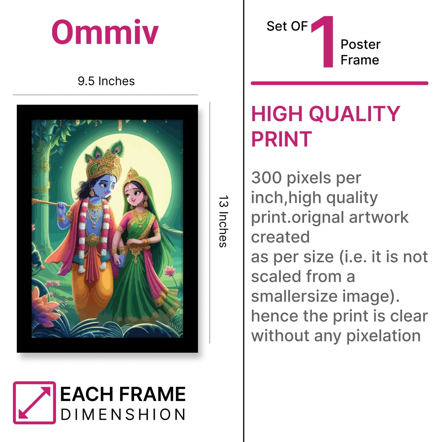Radha Krishna in Dancing Pose Photo Frame & Wall Décor