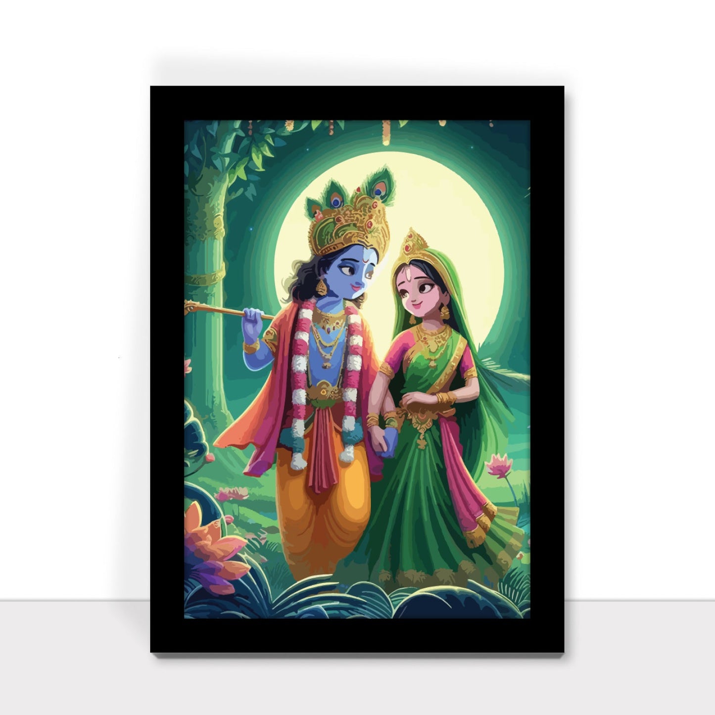 Radha Krishna in Dancing Pose Photo Frame & Wall Décor