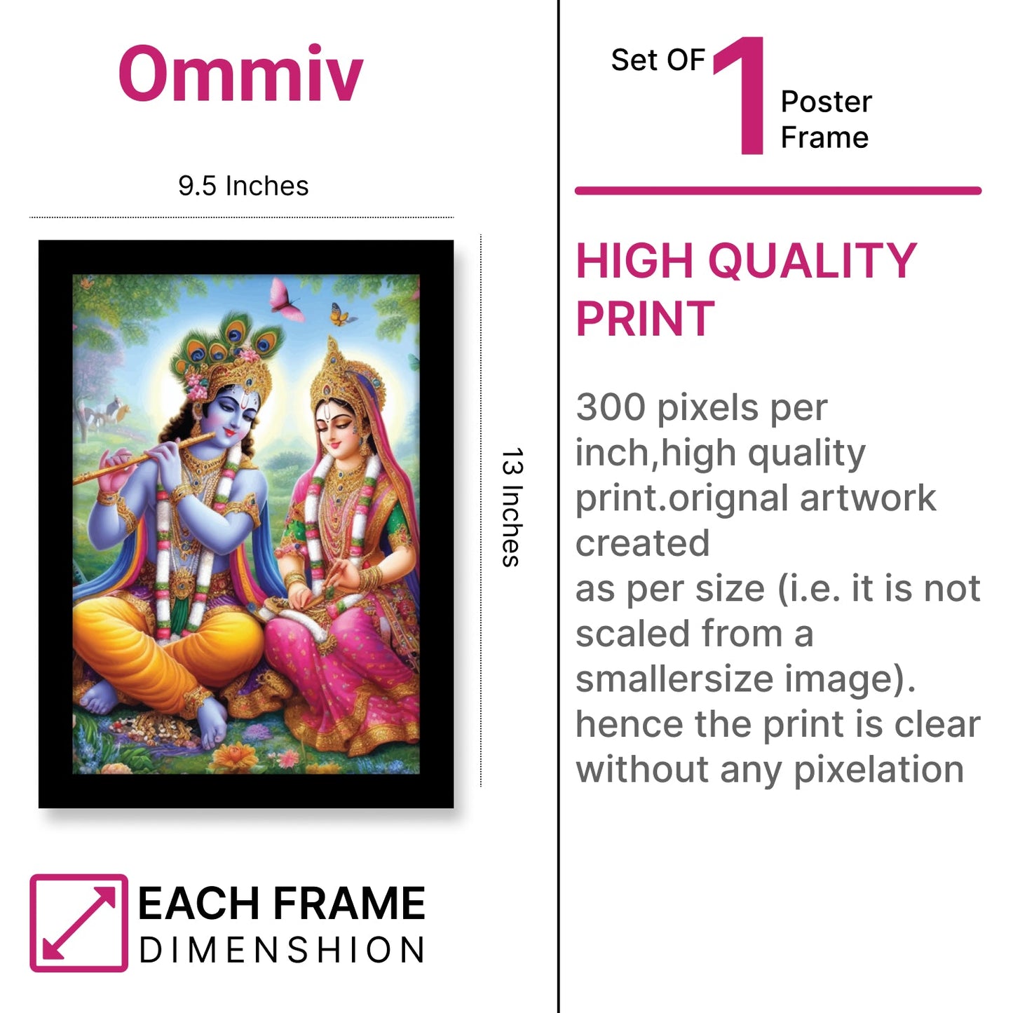 Sacred Love of Radha Krishna Photo Frame & Wall Art