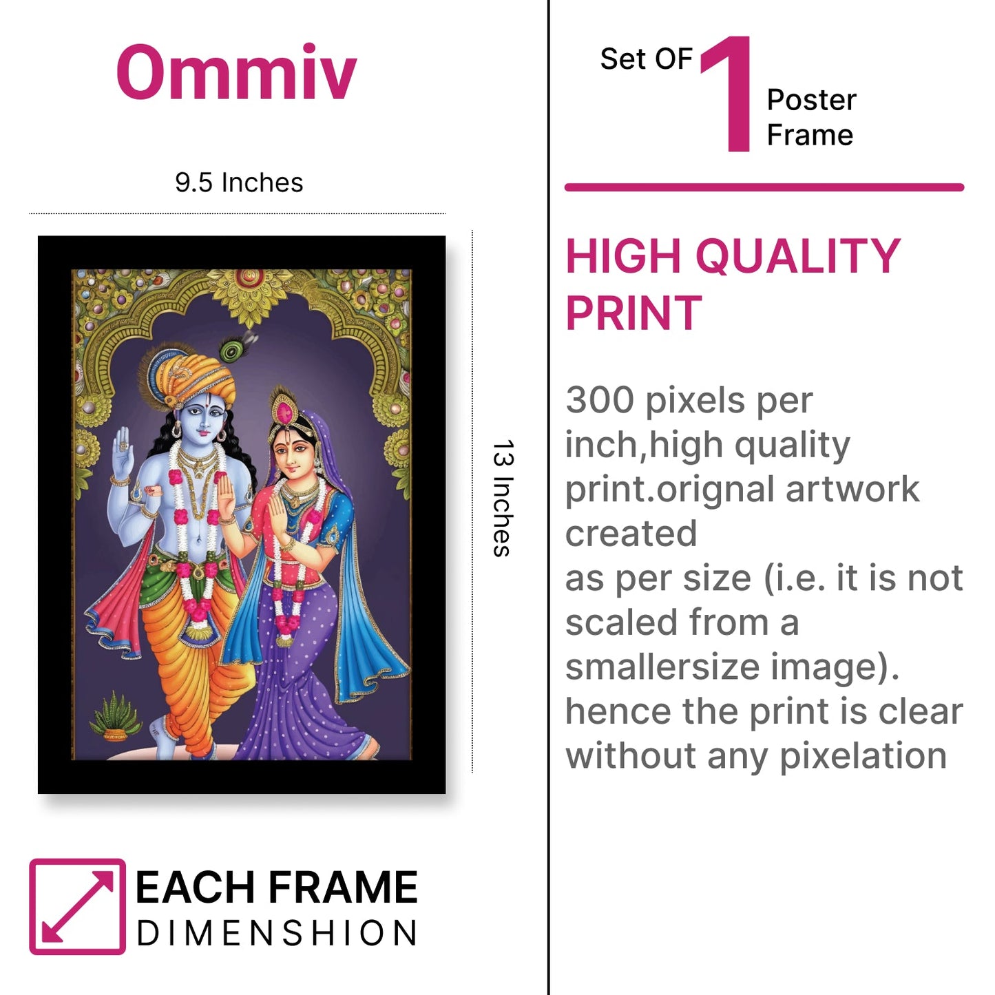 Blessings of Radha Krishna: Spiritual Photo Frame & Wall Art