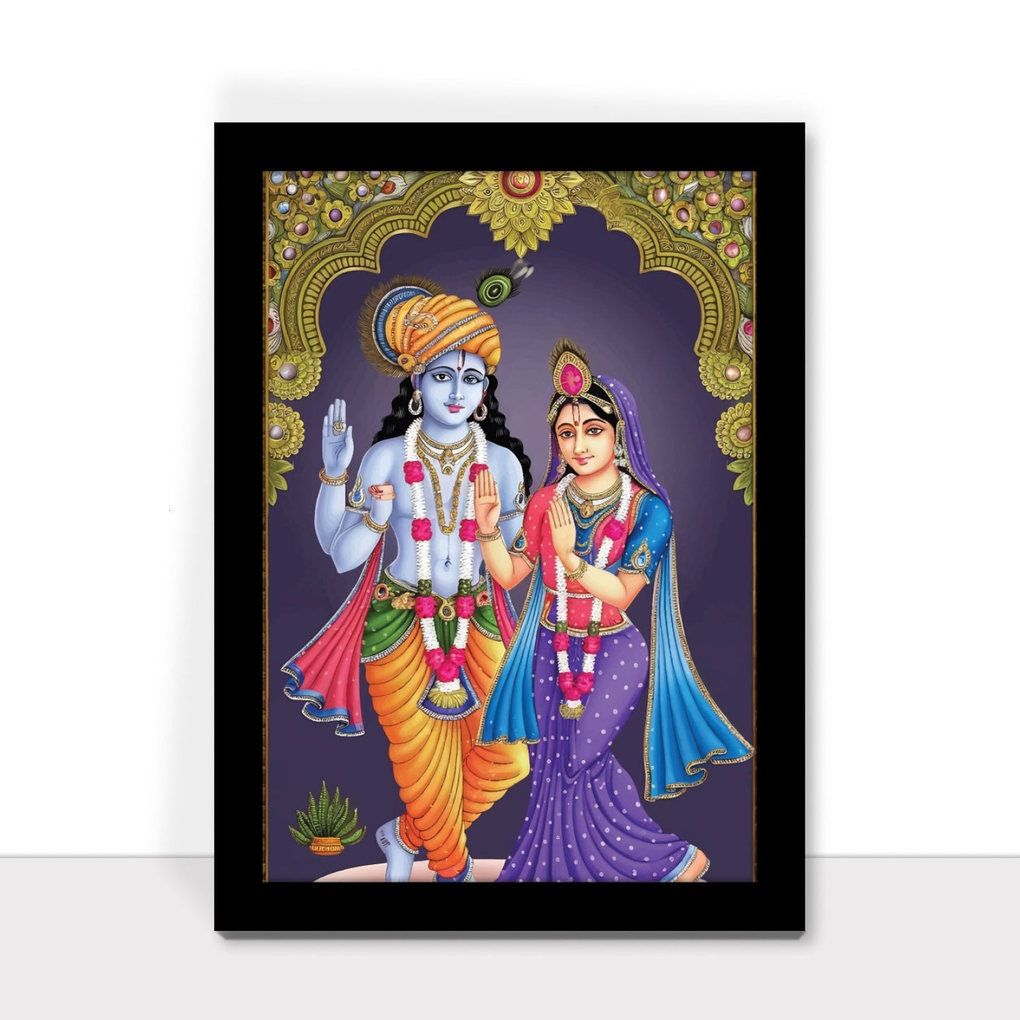Blessings of Radha Krishna: Spiritual Photo Frame & Wall Art