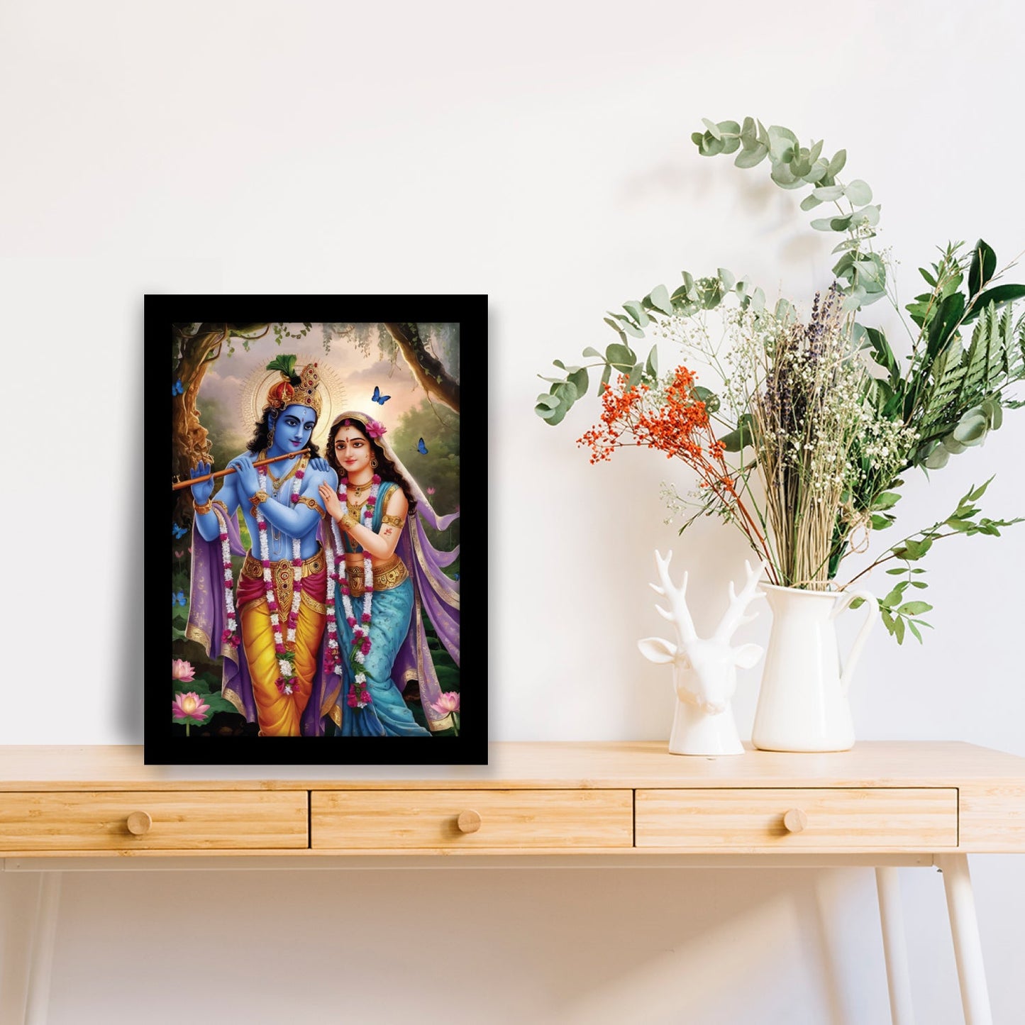 Soulful Bond of Radha Krishna: Spiritual Photo Frame & Wall Décor