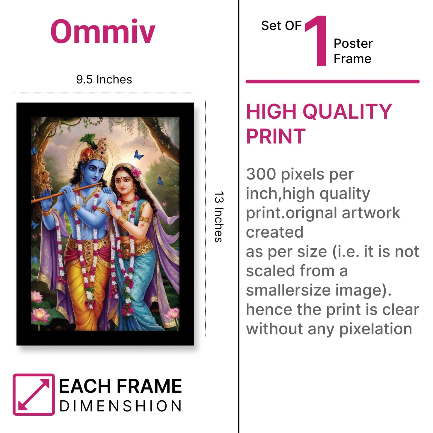 Soulful Bond of Radha Krishna: Spiritual Photo Frame & Wall Décor
